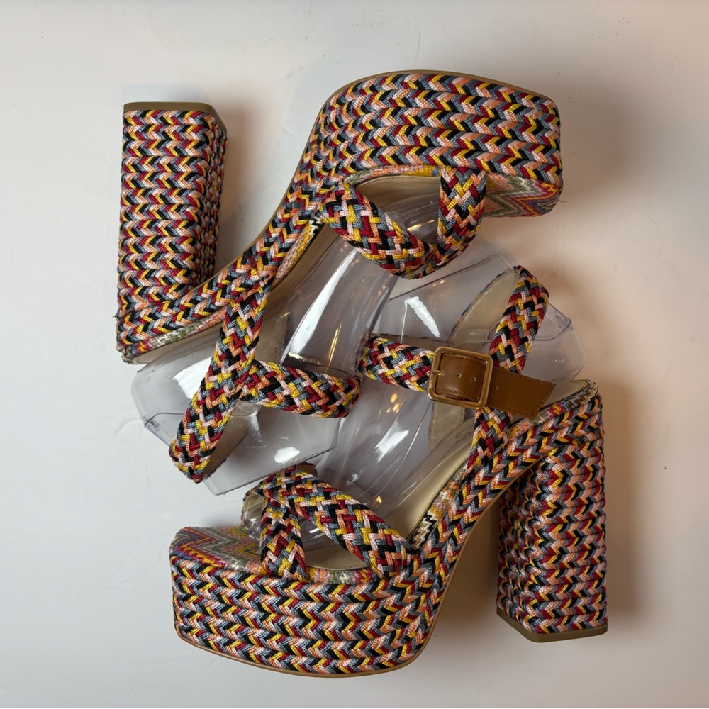 Jessica Simpson Multicolor Braided Platform Sandals